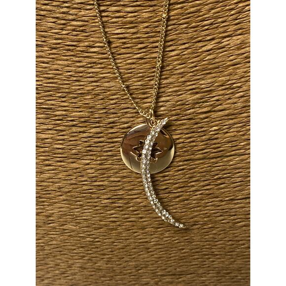 Mia Crescent Moon Star Pendant Necklace and Stud Rhinestone Earrings Set - Picture 2 of 7